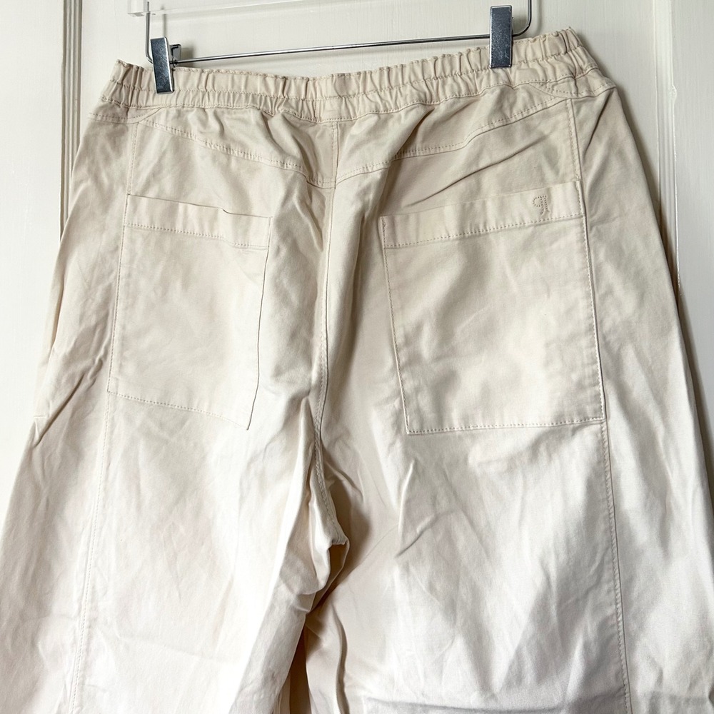Anthropologie Pilcro Izzie Relaxed Pull-On Cotton Barrel Pants Neutral Cream L - Picture 6 of 9